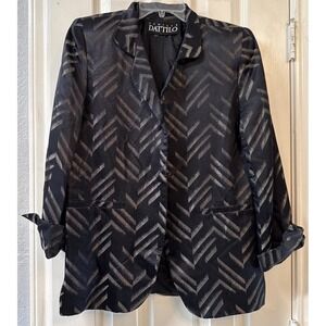 Vintage Achille Dattilo Blazer Jacket Black Gold Chevron Shoulder Pads Retro 6